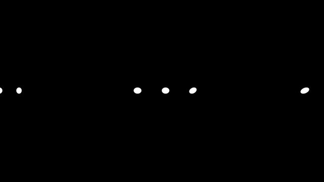 Dots progress indicator loop animation on black background