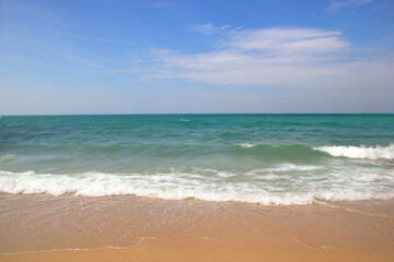 Fototapeta premium sandy beach sea blue sky