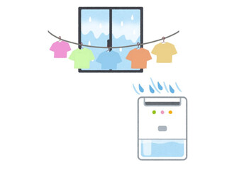 梅雨対策　室内干しで除湿 © けーーーーーーーーーーーーん