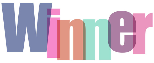 The word Winner displayed in overlapping translucent colorful typography isolated on transparent background  © MdSohel