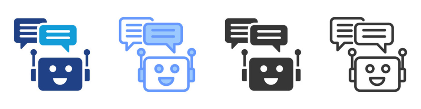 Conversational Ai icon set multiple style collection