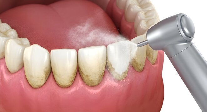 Professional Dental Cleaning Procedure on Front Teeth