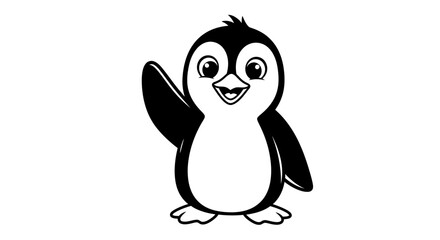 Cartoon Penguin Character Standing and Smiling. © Margo