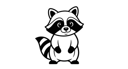 Obraz premium Cartoon Raccoon Standing on Hind Legs.