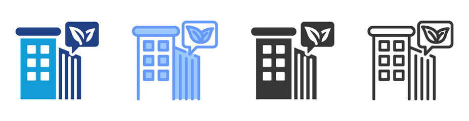 Green Facade icon set multiple style collection © Uniconlabs