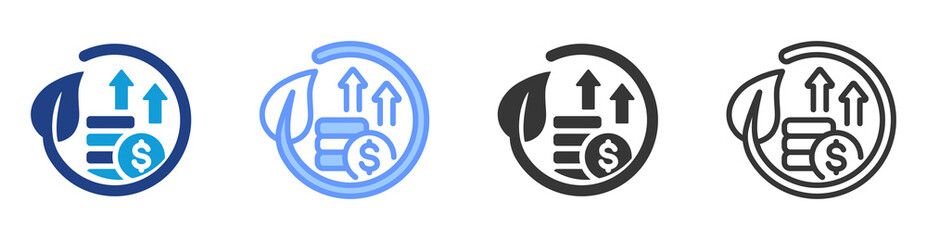 Fototapeta na wymiar Green Financing icon set multiple style collection