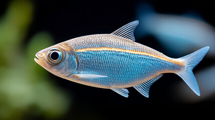 Fototapeta premium Flashlight fish pulsing in ocean depths - marine life harmony
