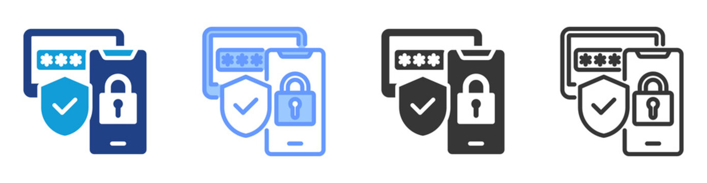 Multi Factor Auth icon set multiple style collection