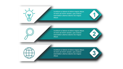 set of infographic elements. modern design template for infographics. Infographic template for business. Business infographic template. 3 Step timeline journey. Process diagram, 3 options on white.