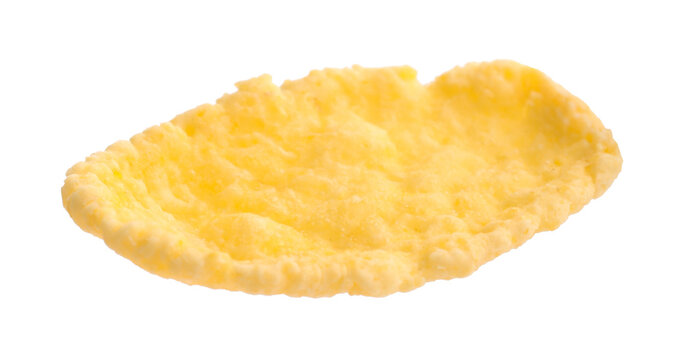 One tasty corn flake isolated on white