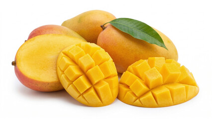 Fototapeta premium Fresh Mango Slices Tropical Fruit Isolated