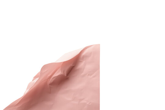 Pink tissue paper texture creating a delicate abstract background, transparent background with wrinkled parchment pattern