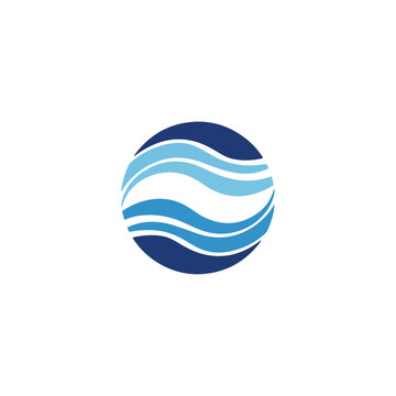 Simple wave shapes forming a circular icon representing water conservation, clean vector style, minimal design, white background.