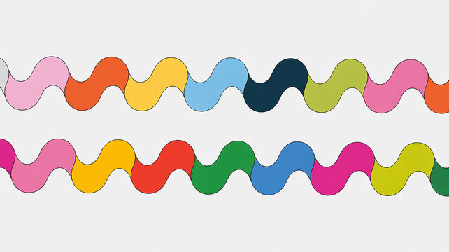 A digital illustration of two parallel rows of colorful wavy lines against a white background