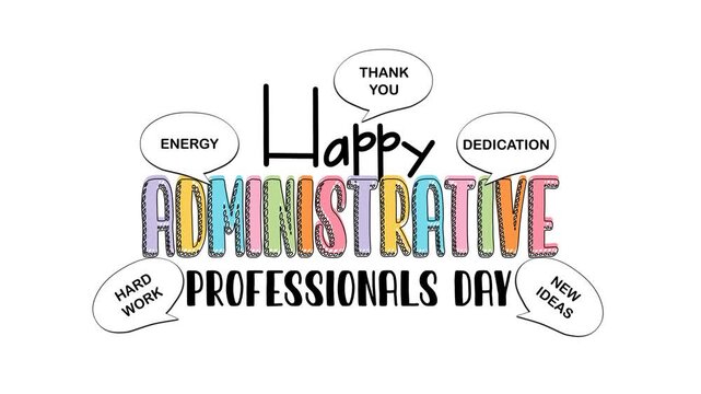 Happy administrative professionals day message with supportive text. Suitable for office celebrations, social media posts, greeting cards, and workrelated content.