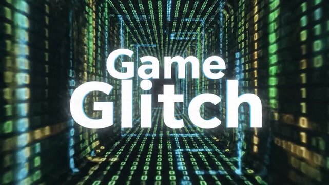 Digital tunnel with binary code and glitch effect