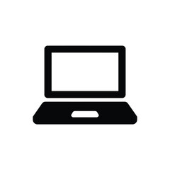 Simple black silhouette of a laptop computer with a blank screen