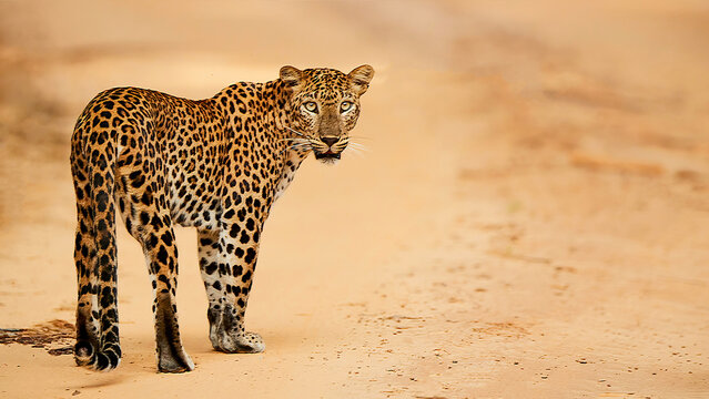 Sri Lankan leopard (Panthera pardus kotiya), which is a subspecies native to Sri Lanka.