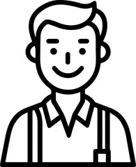 Obraz premium Hand Drawn Male Customer Service Agent Black and White Avatar Illustration in Minimal Line Art Style Design
