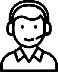 Obraz premium Hand Drawn Male Customer Service Agent Black and White Avatar Illustration in Minimal Line Art Style Design