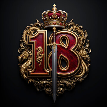 Numero 18, espada, chapas, firmar, s&iacute;mbolo, dorada, soviet, divisa, escudo, rusia, medalla, fallo, arte, antique, corona, metal, uni&oacute;n sovi&eacute;tica, decoraciones, estrella, cresta, historia, vector, obje