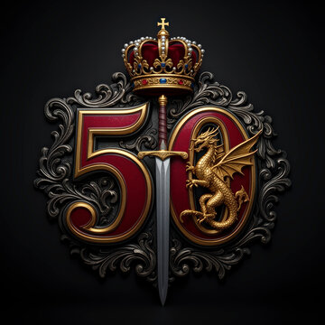 Numero 50, espada, chapas, firmar, s&iacute;mbolo, dorada, soviet, divisa, escudo, rusia, medalla, fallo, arte, antique, corona, metal, uni&oacute;n sovi&eacute;tica, decoraciones, estrella, cresta, historia, vector, obje