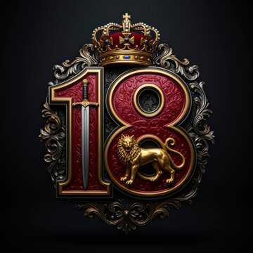 Numero 18, espada, chapas, firmar, s&iacute;mbolo, dorada, soviet, divisa, escudo, rusia, medalla, fallo, arte, antique, corona, metal, uni&oacute;n sovi&eacute;tica, decoraciones, estrella, cresta, historia, vector, obje