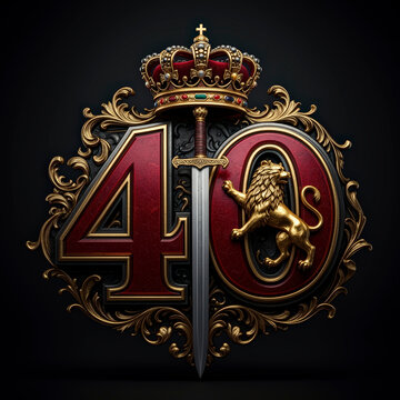 Numero 40, espada, chapas, firmar, s&iacute;mbolo, dorada, soviet, divisa, escudo, rusia, medalla, fallo, arte, antique, corona, metal, uni&oacute;n sovi&eacute;tica, decoraciones, estrella, cresta, historia, vector, obje