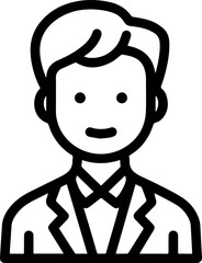 Obraz premium Hand Drawn Male Customer Service Agent Black and White Avatar Illustration in Minimal Line Art Style Design