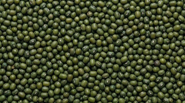 Top View of Green Mung Beans &ndash; Whole Moong Beans Texture Background for Plant-Based Protein, Healthy Legumes, and Organic Food Concepts