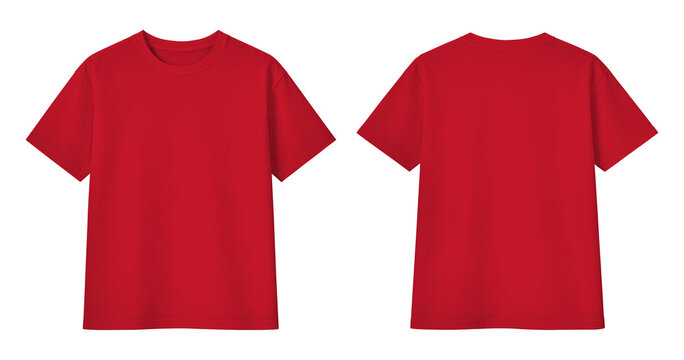Blank Red T-Shirt Mockup Front and Back Views Isolated on Transparent