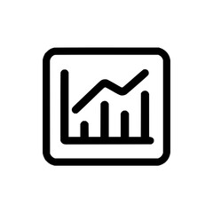 Black Graph Icon with Increasing Trend on White Background