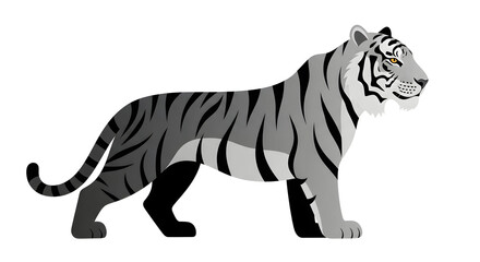 Obraz premium Isolated vector illustration of a wild striped tiger and zebra, featuring a powerful feline predator and safari animal in a clean nature-inspired design