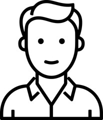 Obraz premium Hand Drawn Male Customer Service Agent Black and White Avatar Illustration in Minimal Line Art Style Design