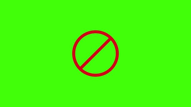 Accusation ban icon on. warning stop attention symbol on transparent background. Red sign stop, cross, x, ban, cancel, prohibited icon animation on transparent background 4k video