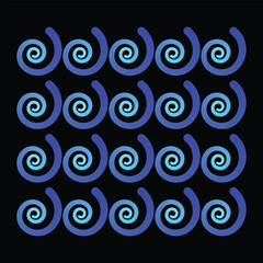 Blue gradient swirls pattern on black background spiral