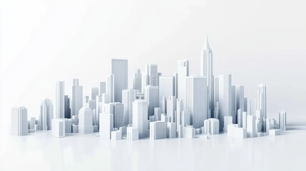 Obraz premium white city scape with skyscraper