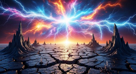 Abstract lightning storm landscape