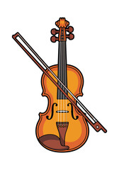 Fototapeta premium Violin with bow rests on plain background for.