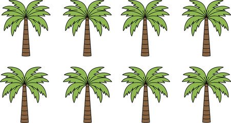 Cartoon palm tree collection in flat vector style, tropical coconut trees isolated set for summer beach design, travel themes, island landscapes and nature illustration © MstRolafa