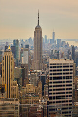 Naklejka premium Iconic view of New York City skyline from above as a vertical image