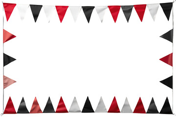 Obraz premium Party bunting flags in red, white, and black colors, forming a festive border for celebrations, events, and promotions