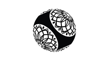 Fototapeta premium Abstract geometric sphere with intricate mandala patterns in black and white