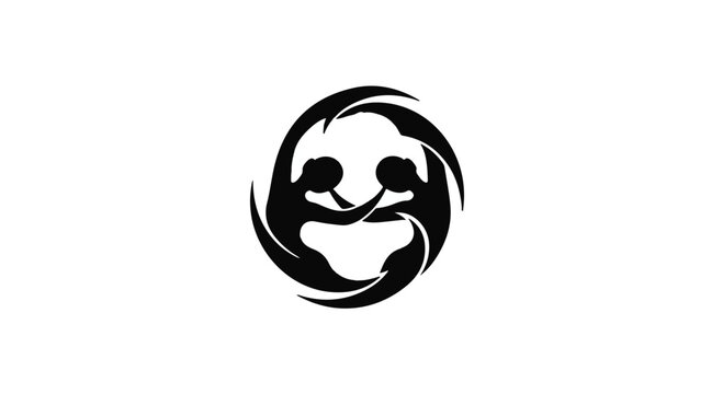 Abstract symbol of two embracing figures forming a circle, representing unity and connection.