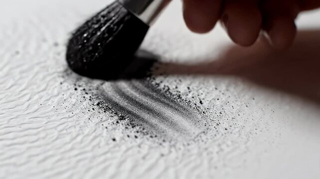 Graphite powder being applied to textured paper