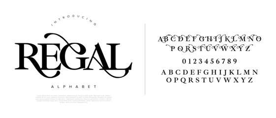 Regal elegant serif swash font for luxury wedding branding classic logo design and sophisticated fashion headers © fourmonths