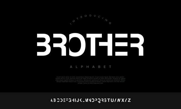Brother modern geometric sans serif font for futuristic branding tech logo design and minimalist bold headlines