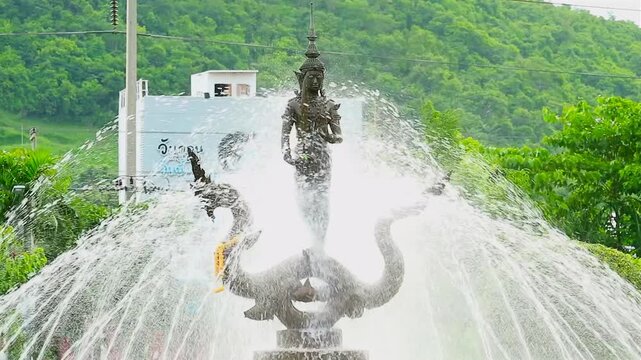 God of the Naga is in the west, God ride naga over the fountain