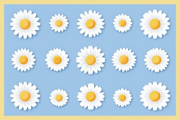 A blue background with white daisies on it_1 © Ease Enjoy