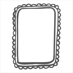 Hand draw rectangle frame vector graphic illustration. Isolated doodle for coquettecore design. Whimsical vintage romantic border for wedding invitation. Elegant vintage template card with copy space